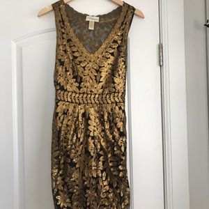 Anthropologie Gold sequined Dress